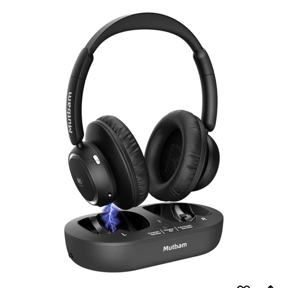 Wireless Headphones with Transmitter Charging Base